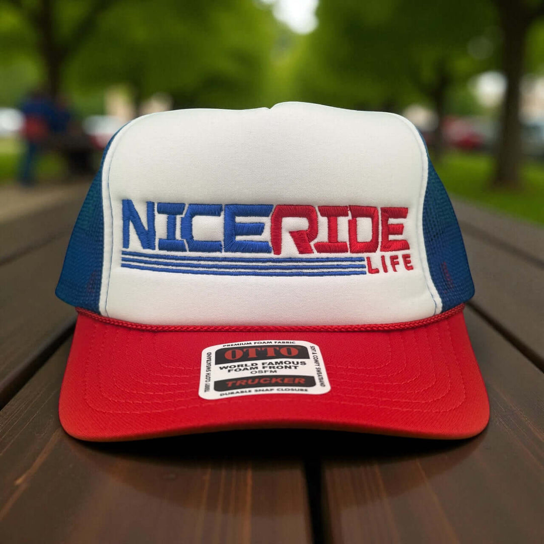 Niceride unisex foam hat in neon yellow with embroidered LIFE logo, perfect for sunny days. Hats collection.