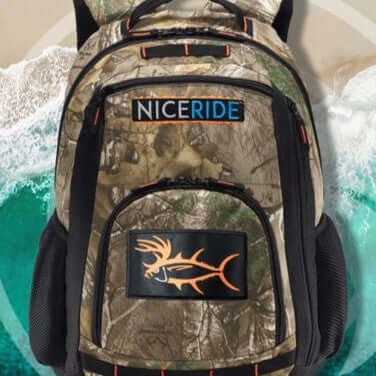 Niceride accessories camouflage backpack designed for adventure, featuring a stylish logo and durable material.