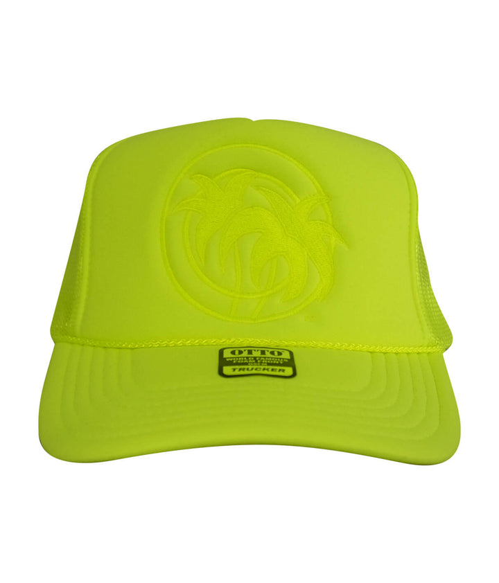 Hot Foam hat, a bright yellow foam trucker hat featuring NICERIDE&
