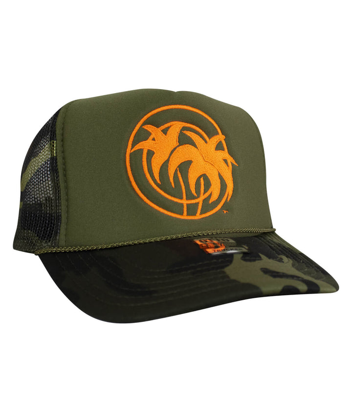 Hot Foam Foam Trucker Hat with NICERIDE logo and classic pill logo, designed and embroidered in the USA.