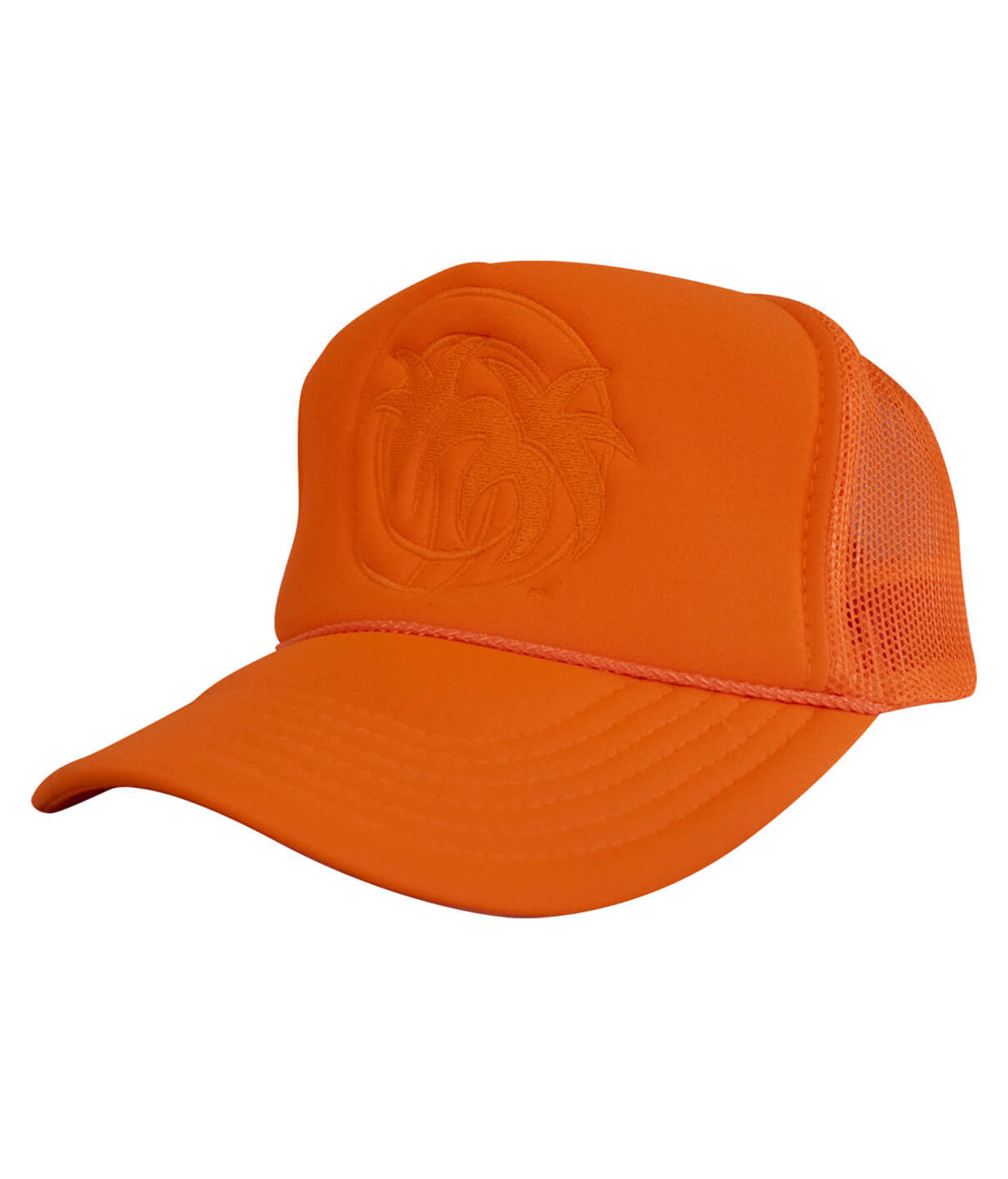 Hot Foam Foam Trucker Hat in bright orange color, features NICERIDE logo, perfect hat for stylish casual wear.