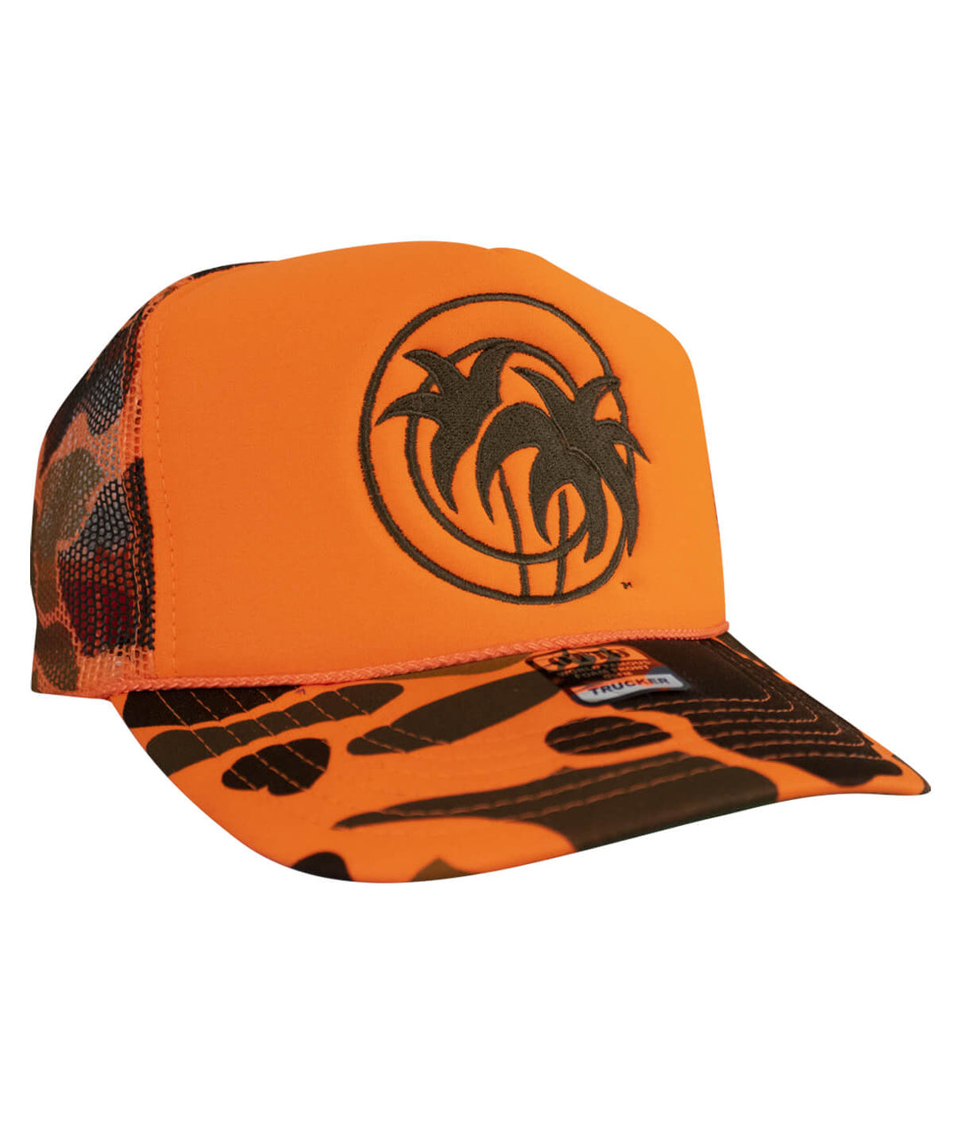 Hot Foam Foam Trucker Hat with embroidered logo on front, designed for comfort and style, perfect summer hat.