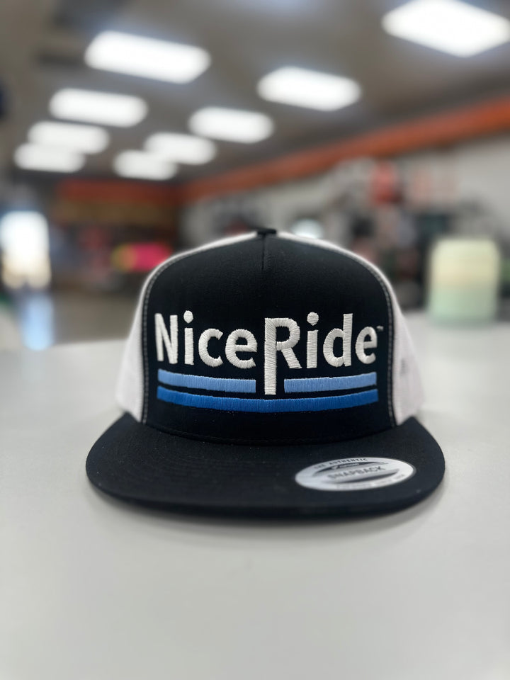 Low Tide Trucker Hat by NICERIDE, featuring embroidered logo and snapback design. Perfect stylish hat for casual wear.