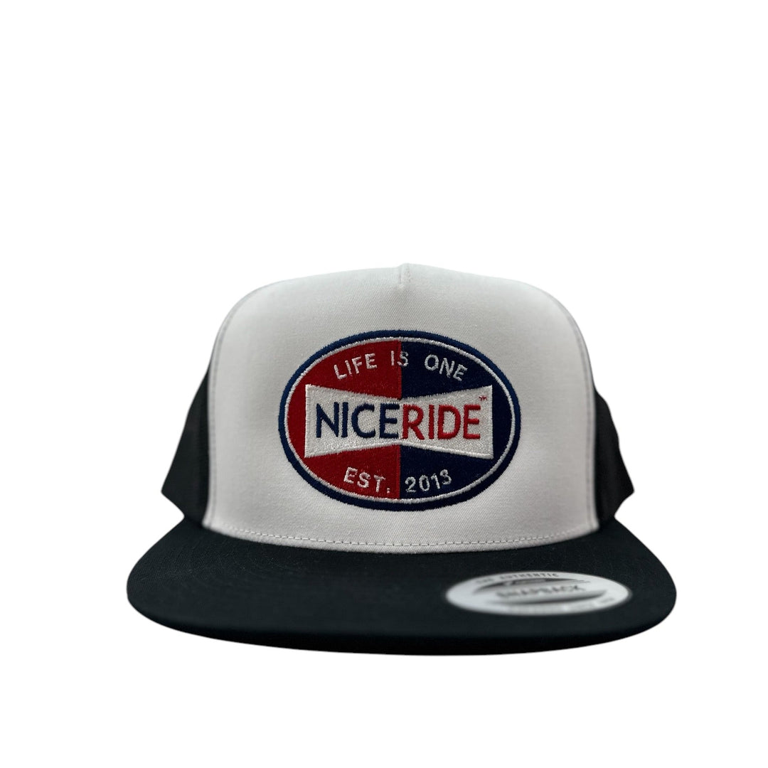 NICERIDE Champion trucker hat with embroidered logo, showcasing style and comfort, perfect unisex Hat.