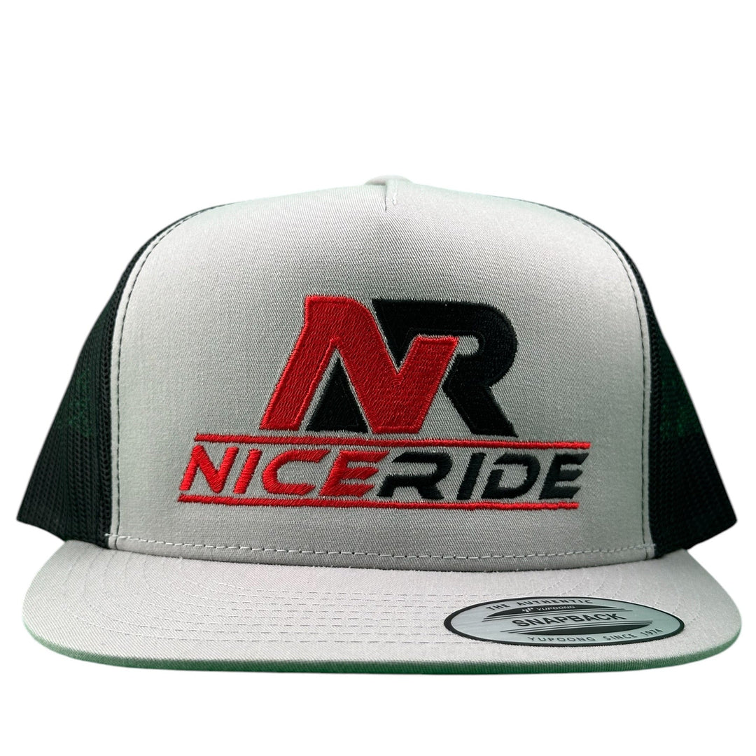 NICERIDE adjustable snapback trucker hat featuring bold embroidered logo on front panel.