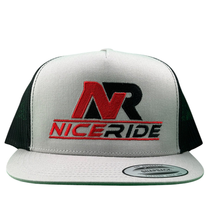 NICERIDE adjustable snapback trucker hat featuring bold embroidered logo on front panel.