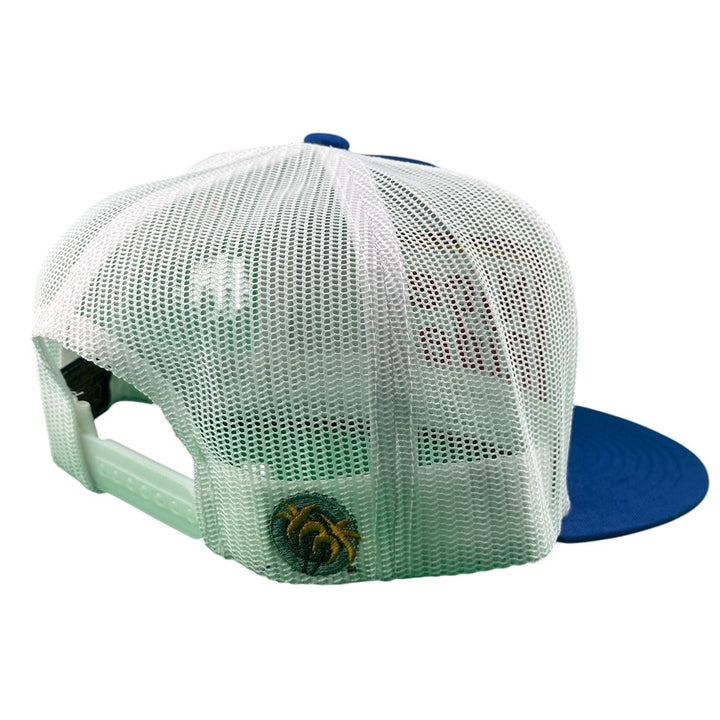 Back view of NICERIDE Mustard 6006 trucker hat showcasing its mesh design and snapback closure.