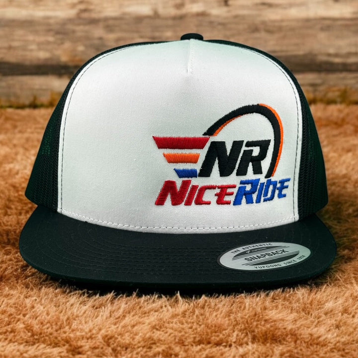 NICERIDE Rev 6006 unisex trucker hat with embroidered NR logo and stylish design.