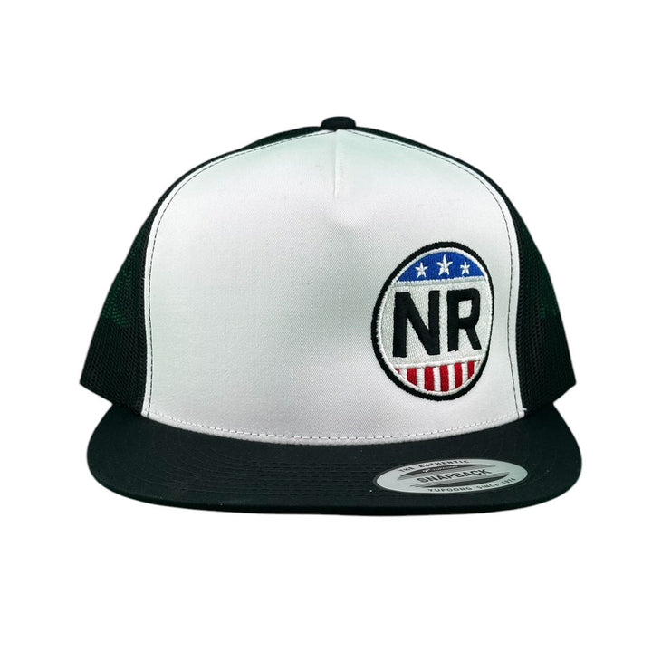 NICERIDE “Voted” LP Trucker Unisex Hat with NR emblem on front, classic snapback style.