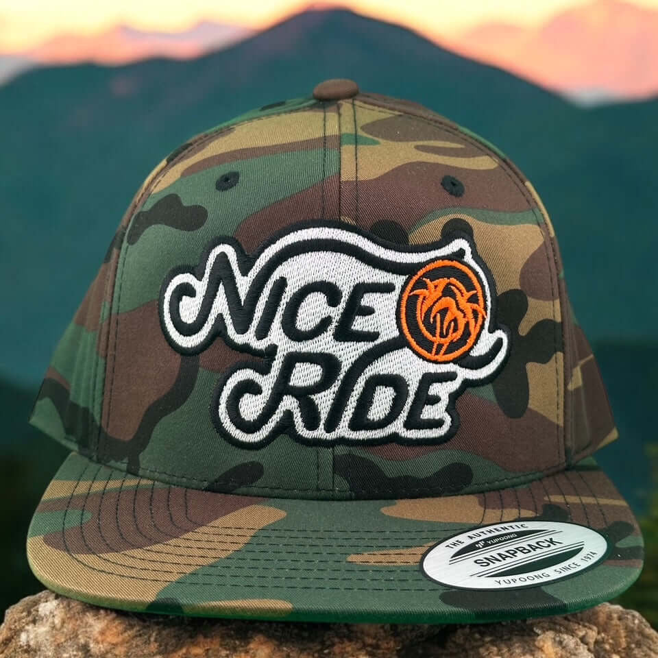 NICERIDE Wild West 6089 camo snapback hat with embroidered logo, perfect for outdoor adventures.