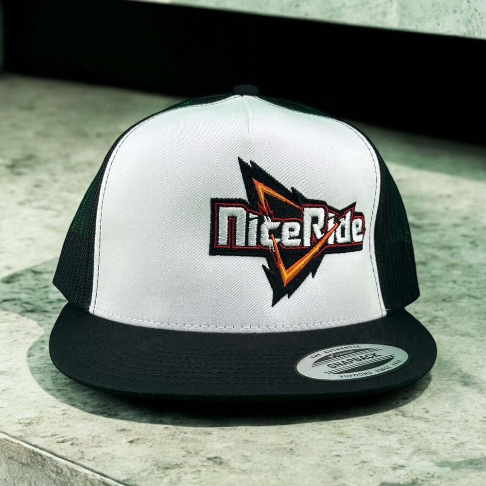 NICERIDE Crack unisex trucker hat 6006 featuring bold logo on a snapback baseball cap.
