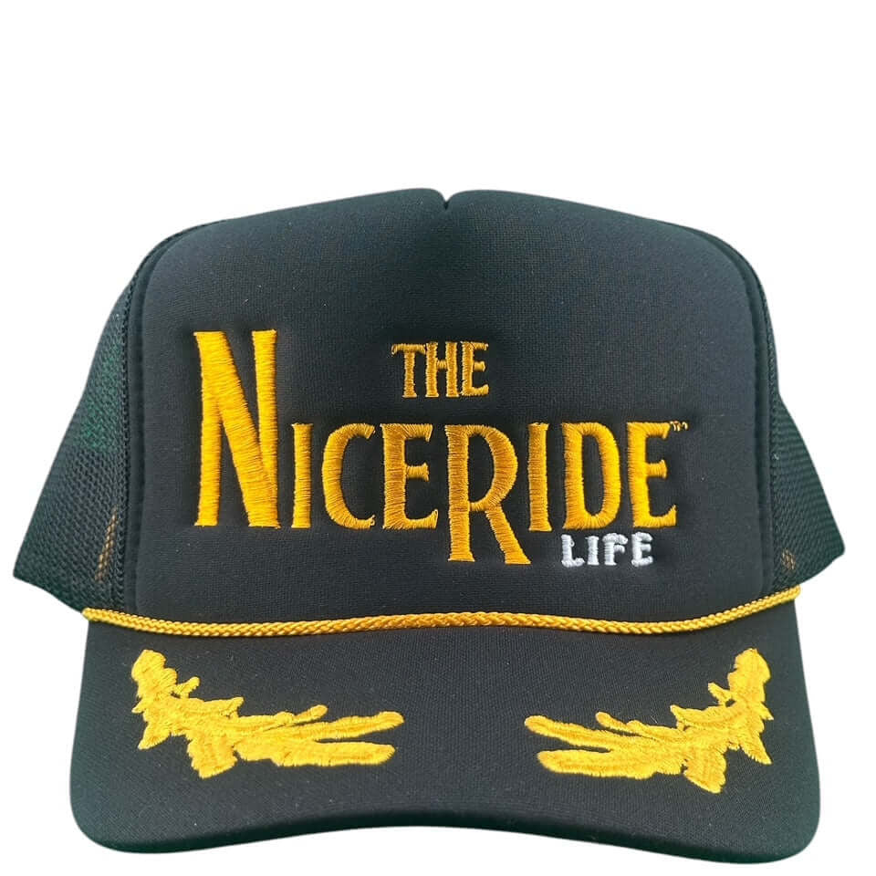 NICERIDE adjustable foam hat featuring embroidered logo, perfect for boating and outdoor activities.