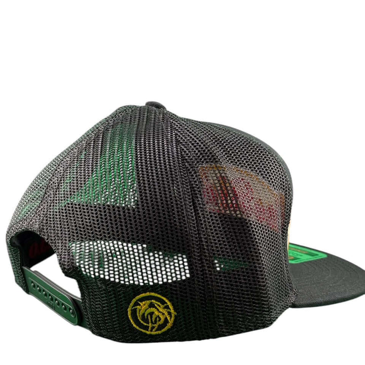 Back view of NICERIDE My Fav Otto seven-panel unisex adjustable snapback hat showcasing mesh design and snap closure.