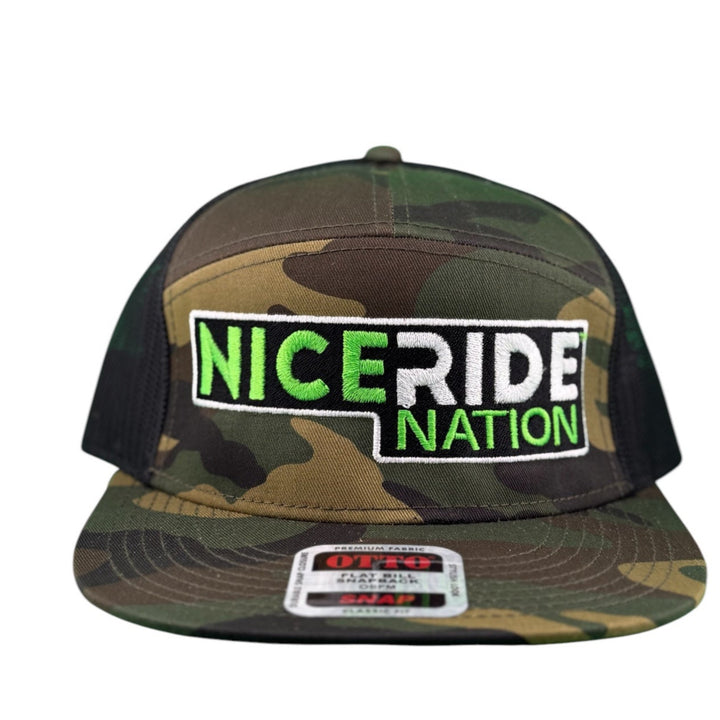 Camouflage NiceRide Nation snapback hat with bold embroidered logo.