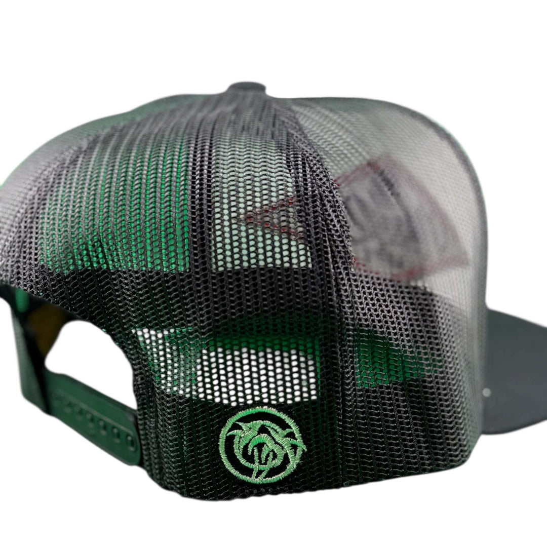 Back view of the NICERIDE South Point unisex adjustable trucker hat showcasing its mesh design and snapback closure.