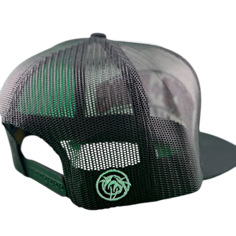 Back view of the NICERIDE ACE unisex adjustable trucker hat with mesh design and logo.
