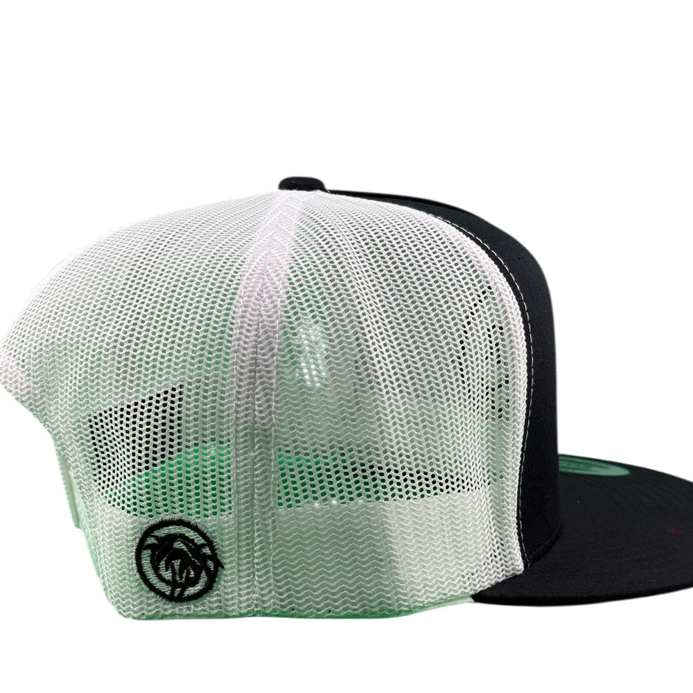 Back view of NICERIDE's 'Trading' unisex adjustable trucker hat showcasing the mesh design and Palm Logo.
