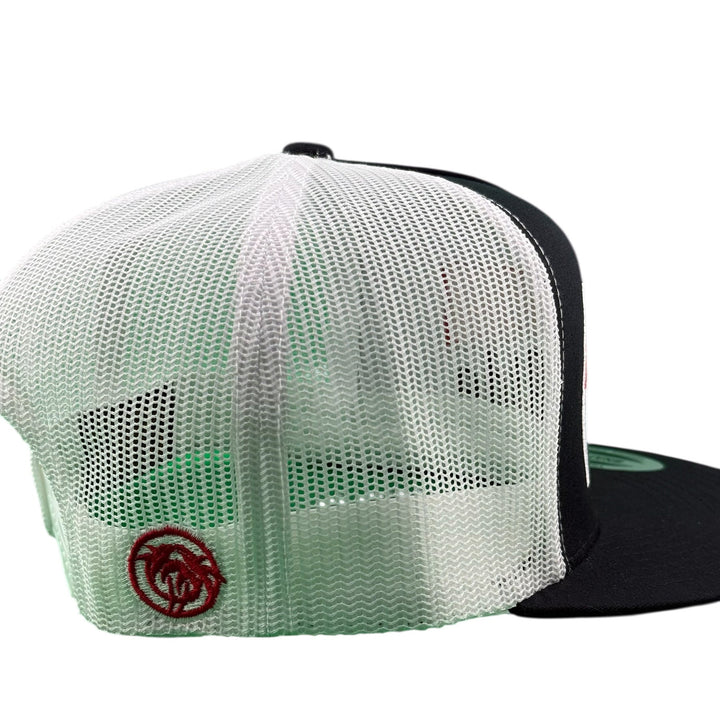 Back view of the NICERIDE "REDS" 6006 unisex adjustable trucker hat with mesh and embroidered logo.