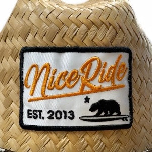 NICERIDE "Big Sky" Straw Sun Hat with bear logo and established date 2013, perfect for UV protection and beach outings.