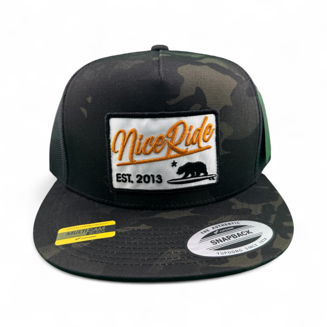 Big Sky unisex snapback trucker hat featuring stylish camouflage and Niceride logo.