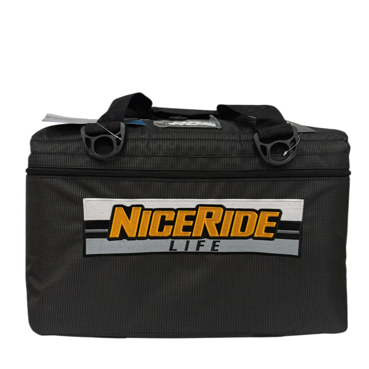 NICERIDE “MUD” embroidered cooler with heavy-duty insulated design and 36-can capacity.