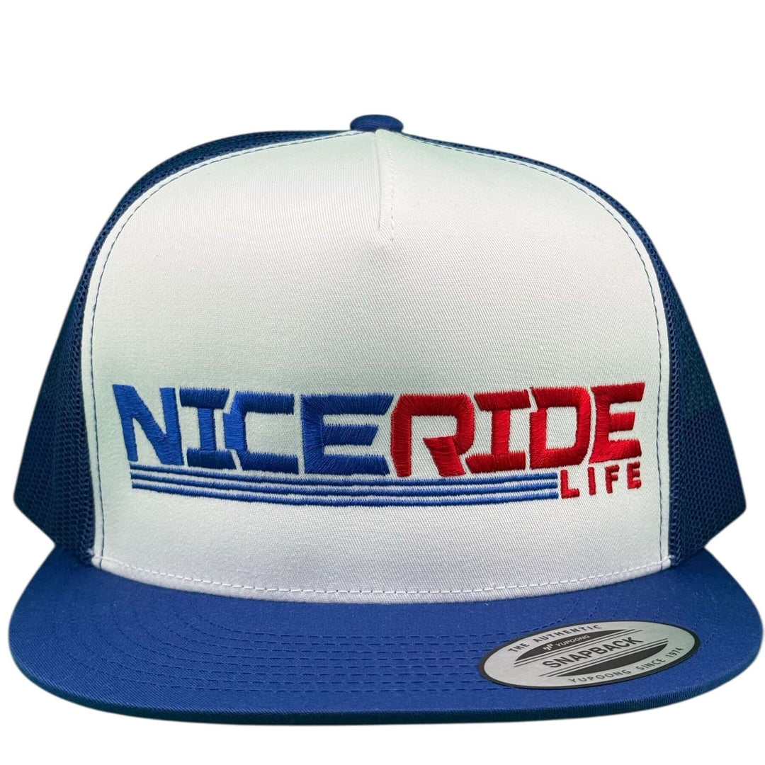 Niceride Life snapback trucker hat featuring RedLine design for stylish outdoor adventures.