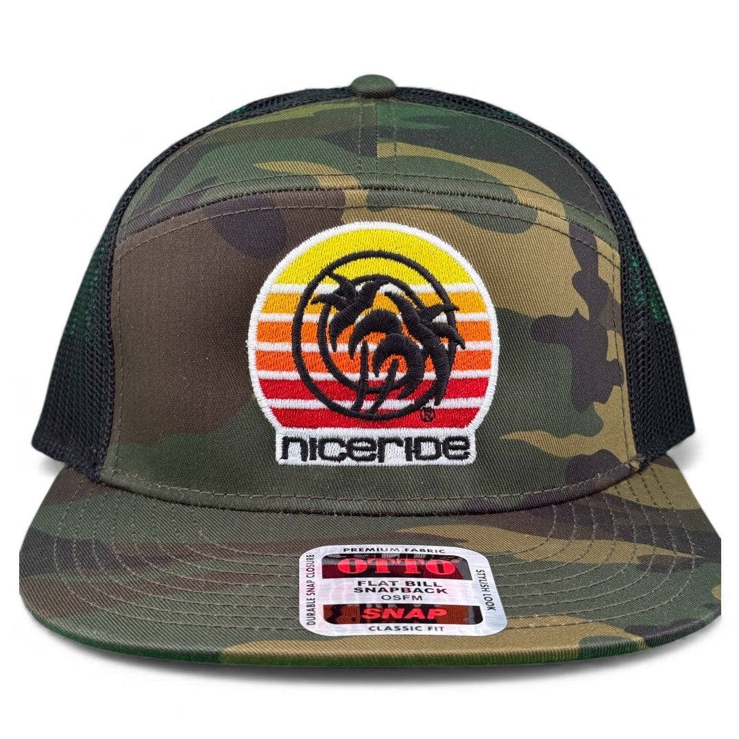 Palm Beach 7 Panel Unisex Camo Adjustable Embroidered Lifestyle Snapback Hat