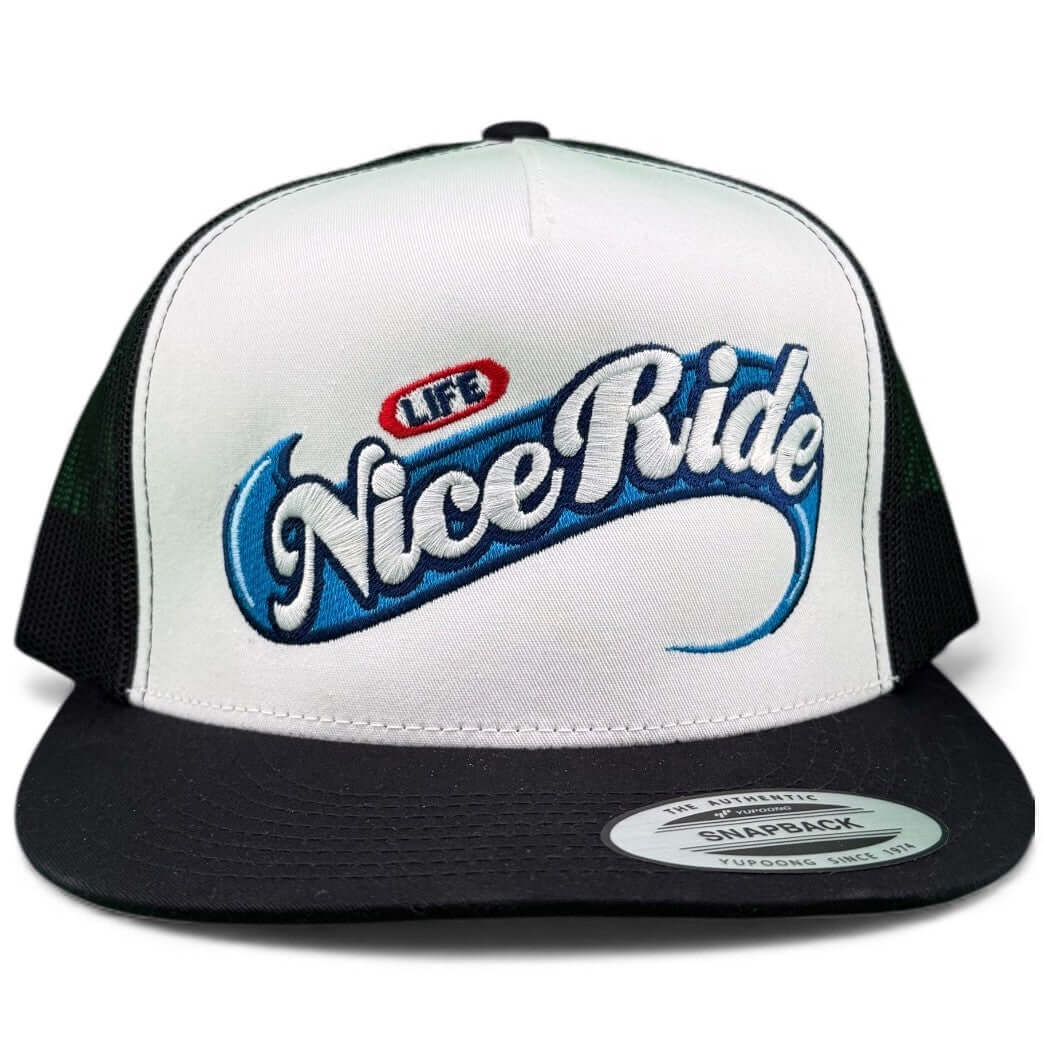 Niceride “Creamy” 6006 Unisex Adjustable Trucker Hat with embroidered logo, outdoor style.