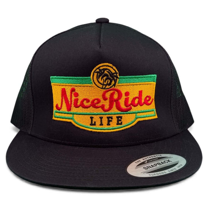 Niceride “Bubble Water” 6006 Unisex Snapback Trucker Hat with vibrant logo and adjustable snapback design.