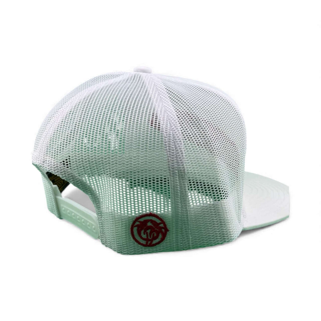 Back view of the NICERIDE "Stripe" 6006 Unisex Adjustable Trucker Hat showcasing the mesh design and logo.