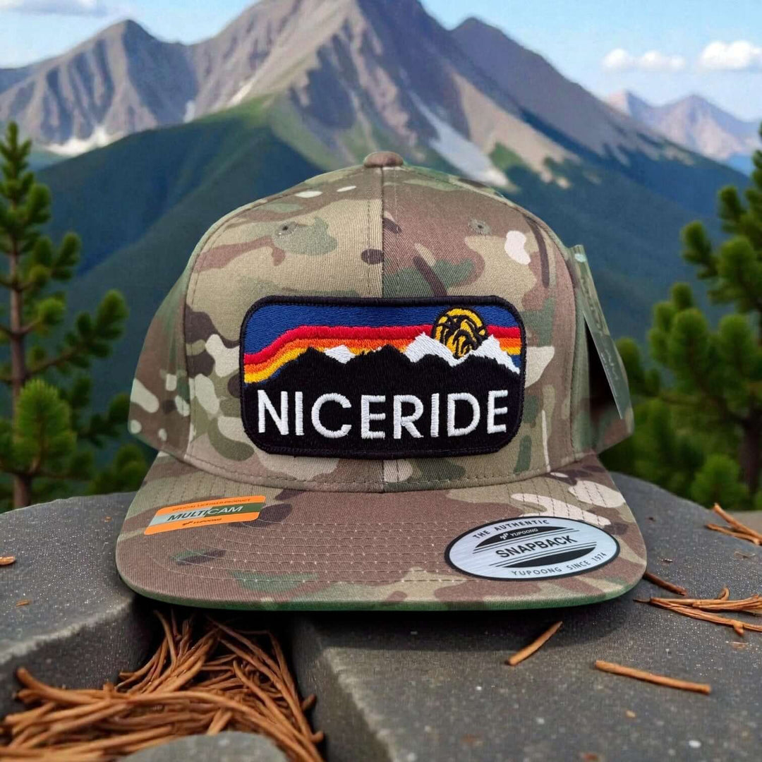 NICERIDE Glacier 6089 Unisex Adjustable trucker Hat in camouflage, designed for style and comfort, perfect for outdoor activities.