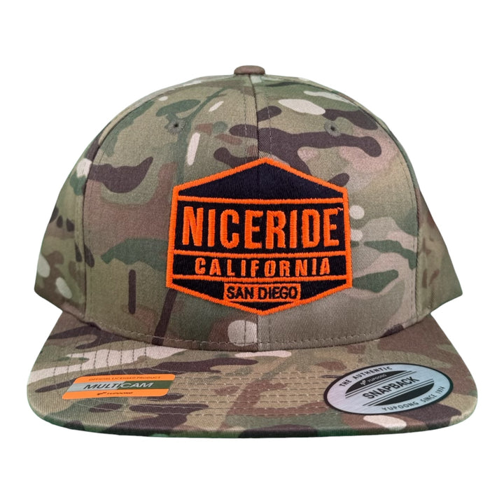 NICERIDE Multicam adjustable trucker hat showcasing &