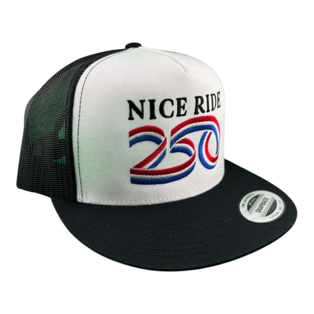 “250” Hat showcasing NICERIDE logo, a stylish unisex adjustable trucker cap celebrating America&
