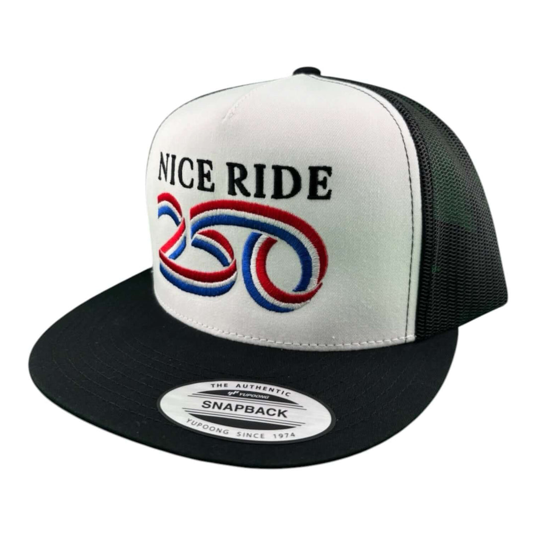 250 6006 Unisex Adjustable Trucker Hat featuring patriotic design celebrating America&