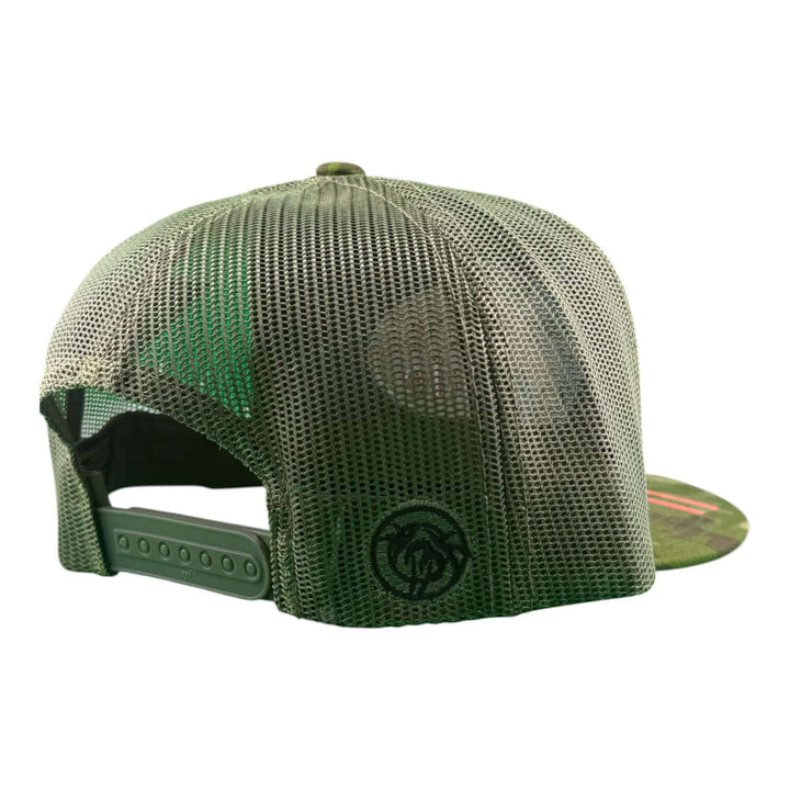 Back view of NICERIDE "Top Water" unisex trucker Hat showing mesh design and adjustable snapback closure.