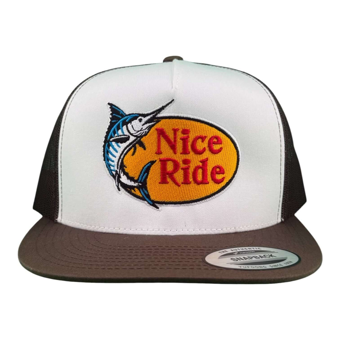 NICERIDE “Top Water” Unisex Trucker Hat - 6006 Adjustable Snapback Fishing Cap featuring bold embroidery.