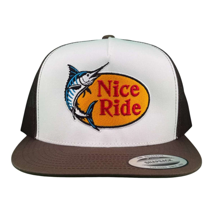 NICERIDE “Top Water” Unisex Trucker Hat - 6006 Adjustable Snapback Fishing Cap featuring bold embroidery.