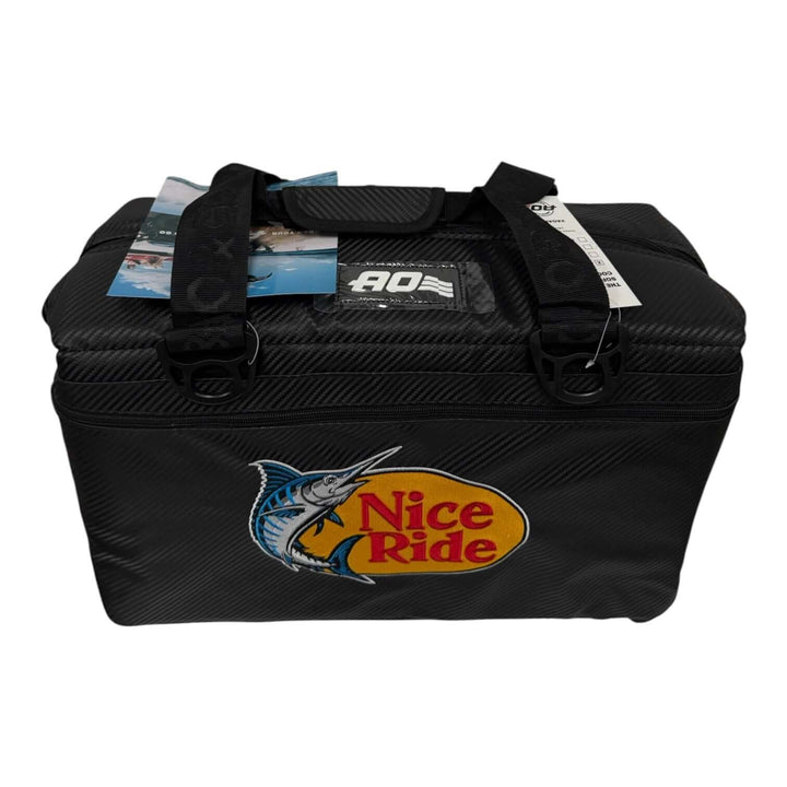 NICERIDE Top Water Soft Sided Carbon Cooler designed for outdoor adventures, featuring a stylish black finish.