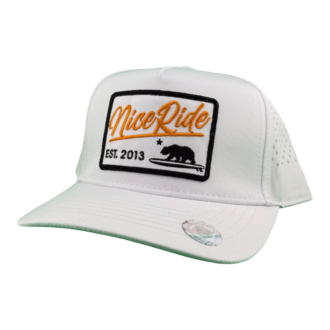 "Big Sky" Embroidered 5-Panel Performance Golf Trucker Cap – Waterproof A-Frame Snapback with Laser-Cut Mesh Back