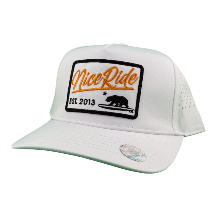 "Big Sky" Embroidered 5-Panel Performance Golf Trucker Cap – Waterproof A-Frame Snapback with Laser-Cut Mesh Back