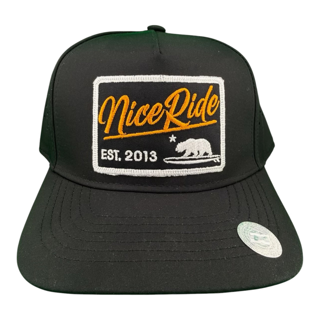 "Big Sky" Embroidered 5-Panel Performance Golf Trucker Cap – Waterproof A-Frame Snapback with Laser-Cut Mesh Back