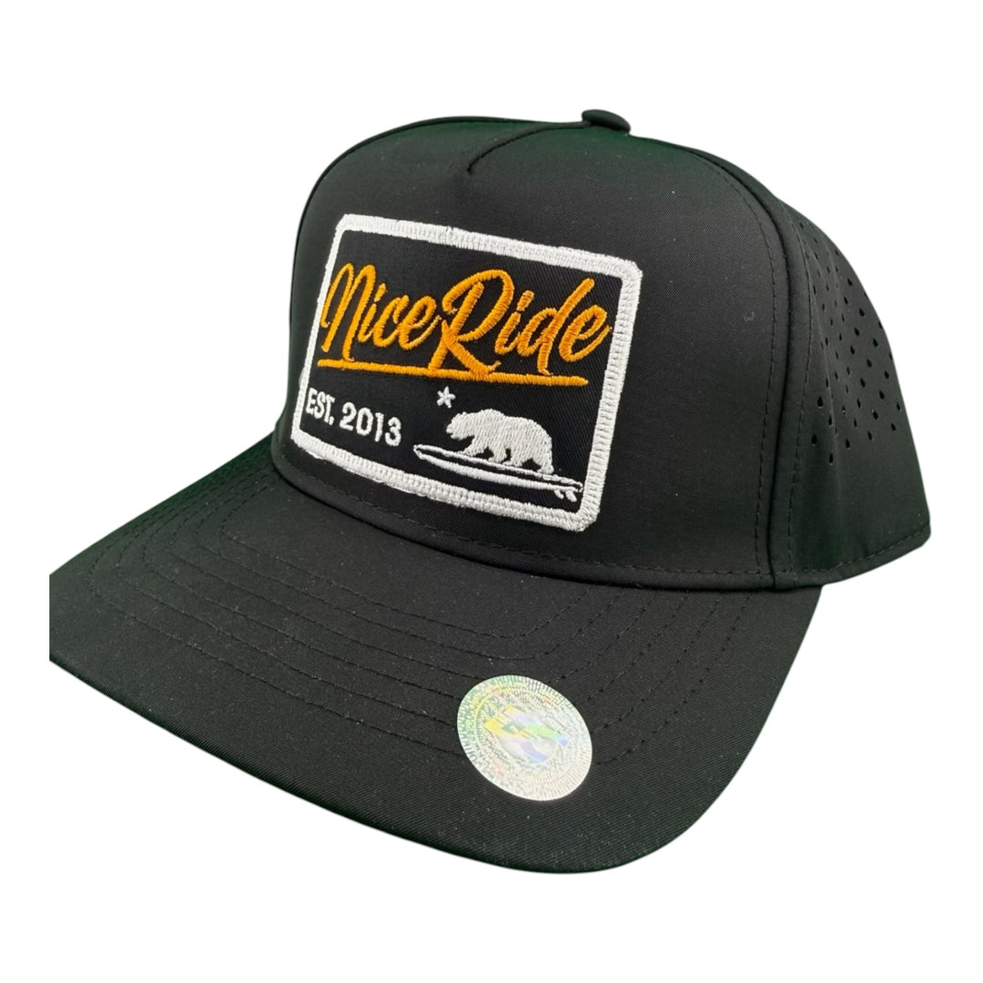 "Big Sky" Embroidered 5-Panel Performance Golf Trucker Cap – Waterproof A-Frame Snapback with Laser-Cut Mesh Back