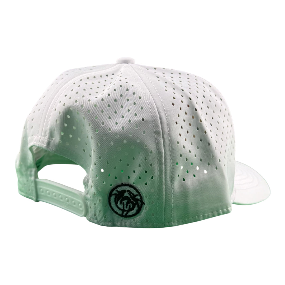 "Top Water" Embroidered 5-Panel Performance Golf Trucker Cap – Waterproof A-Frame Snapback with Laser-Cut Mesh Back