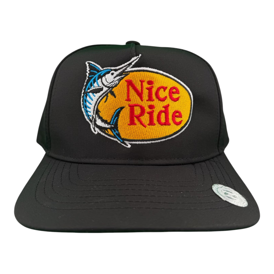 "Top Water" Embroidered 5-Panel Performance Golf Trucker Cap – Waterproof A-Frame Snapback with Laser-Cut Mesh Back