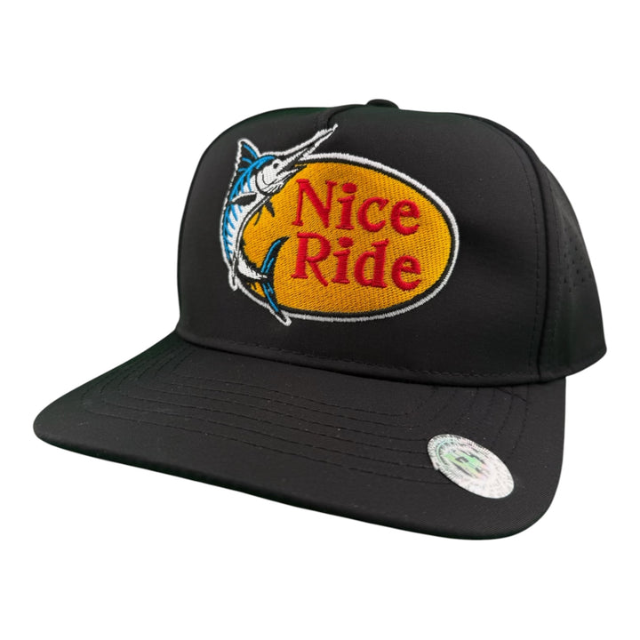 "Top Water" Embroidered 5-Panel Performance Golf Trucker Cap – Waterproof A-Frame Snapback with Laser-Cut Mesh Back
