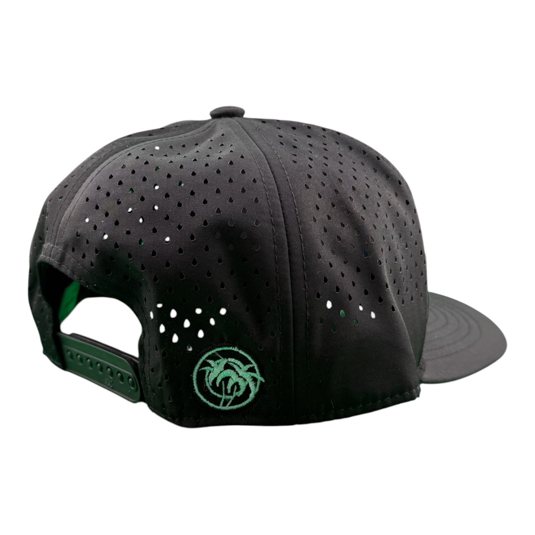 "Top Water" Embroidered 5-Panel Performance Golf Trucker Cap – Waterproof A-Frame Snapback with Laser-Cut Mesh Back