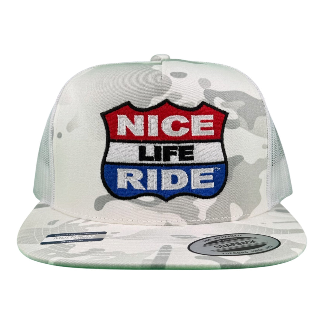 NICERIDE "Prime" Embroidered Classic Snapback Trucker Hat – Structured Baseball Cap Adjustable Snapback, Premium Embroidered Front &amp; Side Palm Logo