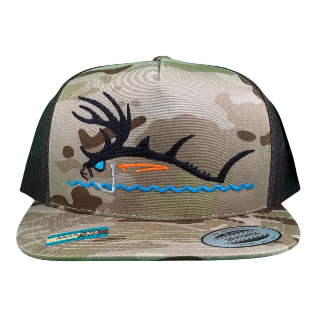 NICERIDE “Buck-Eye Surface” Embroidered Flat Bill Trucker Hat – Adjustable Snapback Fishing Cap