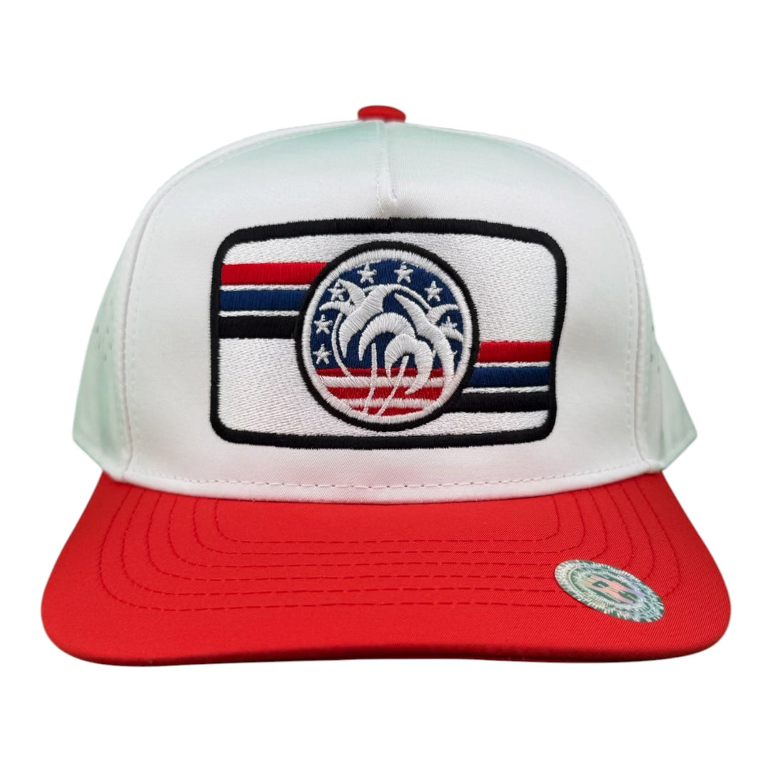 NICERIDE “Captain America” Embroidered 5-Panel Performance Golf Trucker Cap – Waterproof A-Frame Snapback with Laser-Cut Mesh Back