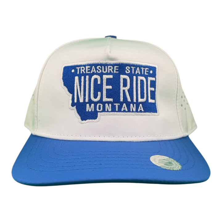 NICERIDE “Treasure State” Embroidered 5-Panel Performance Golf Trucker Cap – Waterproof A-Frame Snapback with Laser-Cut Mesh Back